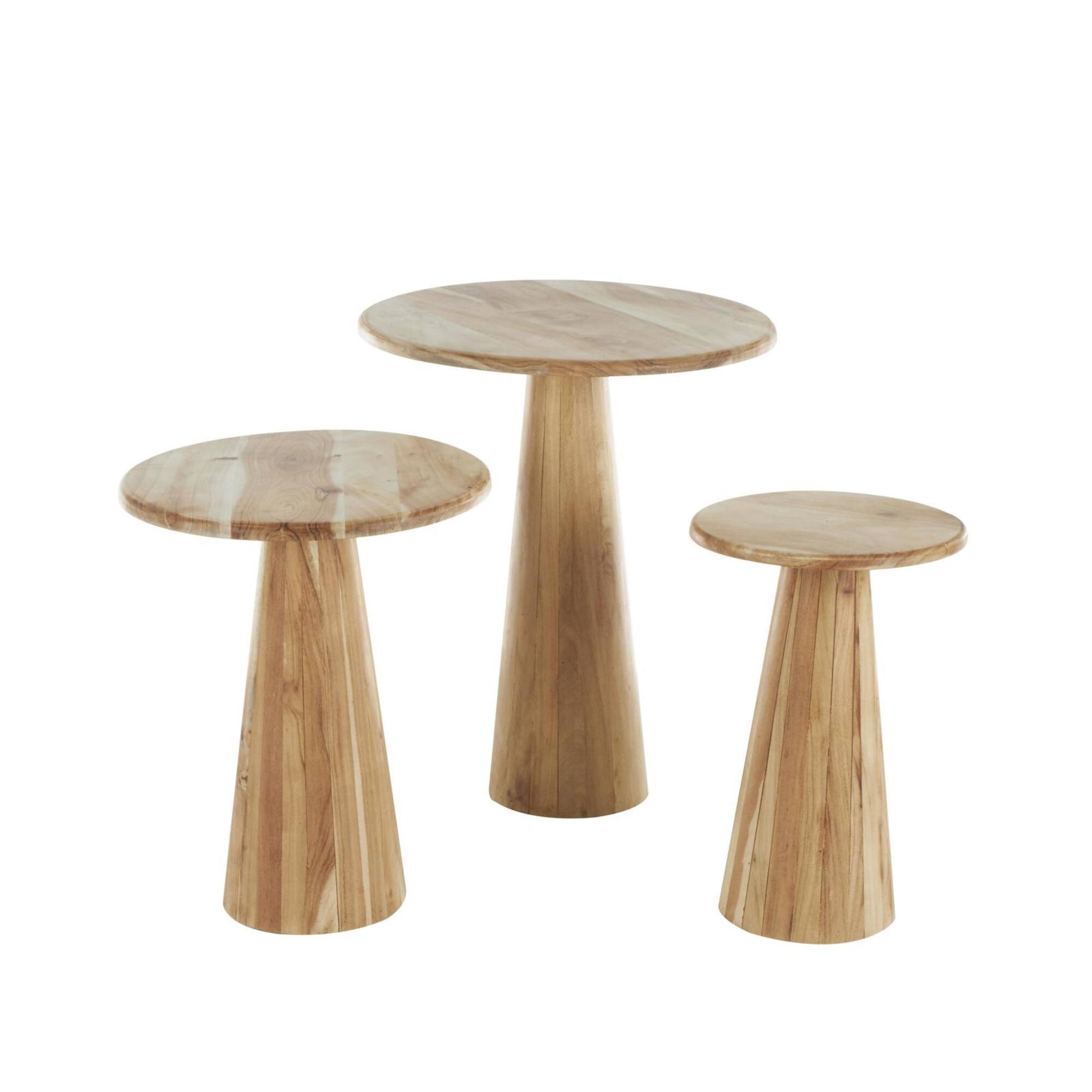 Light Brown Wood Side End Accent Tables Set